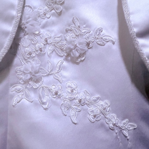 Bonnie Jean Girls Fancy Satin Communion/Flower Girl Dress w/Jacket - Sz 8 - Picture 3 of 5